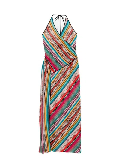 Missoni Striped Halterneck Maxi Dress In Multi
