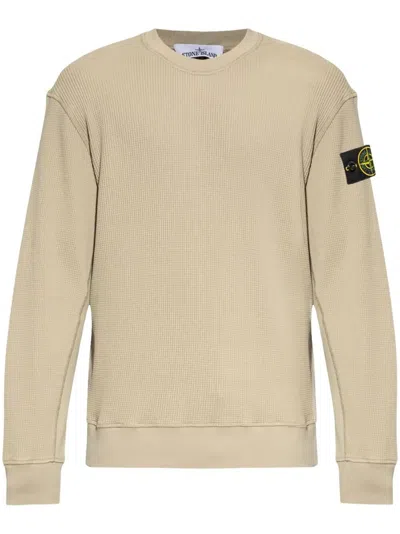 Stone Island Classic Fit Crew Neck Sweater With Distinctive Badge