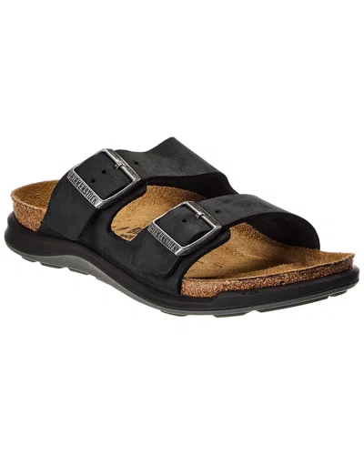 Birkenstock Arizona Crosstown Waxy Leather Sandal In Black
