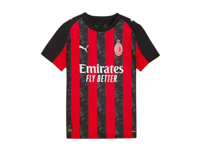 Pre-owned Puma Kids Ac Milan '25/'26 Home Replica Jersey In For All Time Red/black