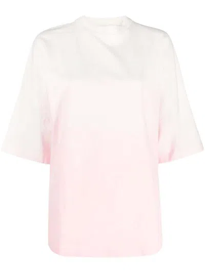 Pre-owned Palm Angels Women's  Gradient Overlogo Tee Shirt In Coral/white