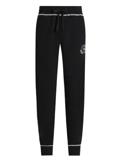 Dolce & Gabbana Jersey Trousers With Print And Embroidery In Black