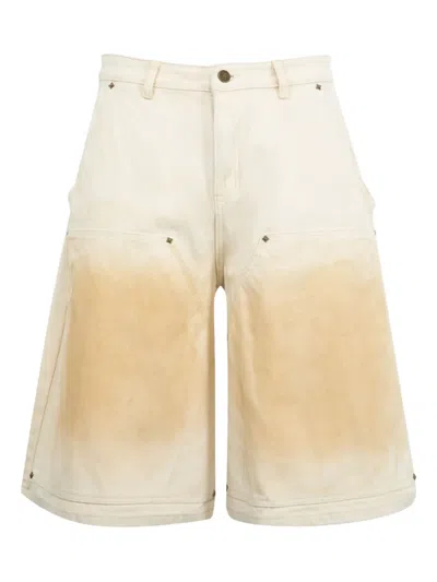 Untitled Artworks Faded-effect Shorts In Silver