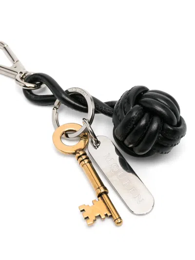 Alexander Mcqueen Knot-charm Keyring In Metallic