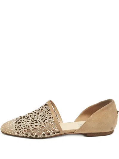 Pre-owned Jimmy Choo Globe Crystal-embellished Ballet Flats