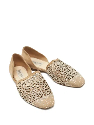 Pre-owned Jimmy Choo Globe Crystal-embellished Ballet Flats