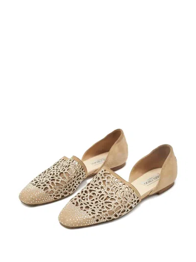 Pre-owned Jimmy Choo Globe Crystal-embellished Ballet Flats