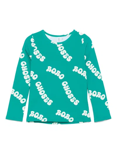 Bobo Choses Wavy Logo Rashguard Top In Green