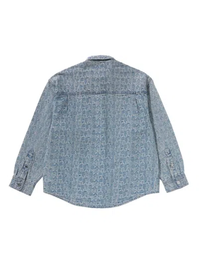 A Bathing Ape Monogram-print Denim Shirt Jacket In Blue