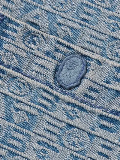 A Bathing Ape Monogram-print Denim Shirt Jacket In Blue