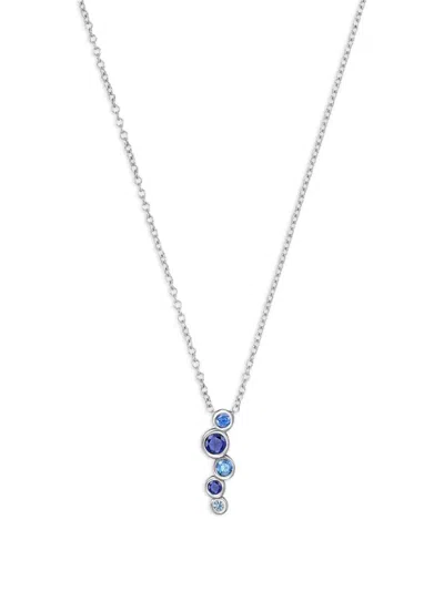 Dower & Hall 18kt White Gold Cascade Apphire And Aquamarine Necklace In Metallic