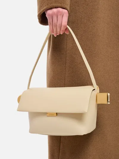 Jacquemus Le Rond Carre Leather Shoulder Bag In White