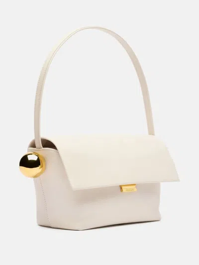 Jacquemus Le Rond Carre Leather Shoulder Bag In White