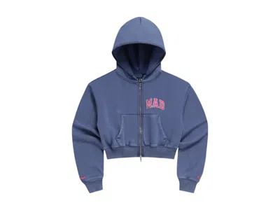 Pre-owned Gap X Madhappy Women's Full Zip Cropped Mad Hoodie In Navy Blue