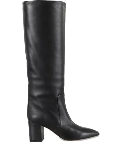 Paris Texas Leather Pointed-toe Block-heel Boots In Black