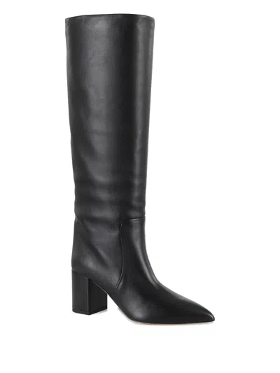 Paris Texas Leather Pointed-toe Block-heel Boots In Black