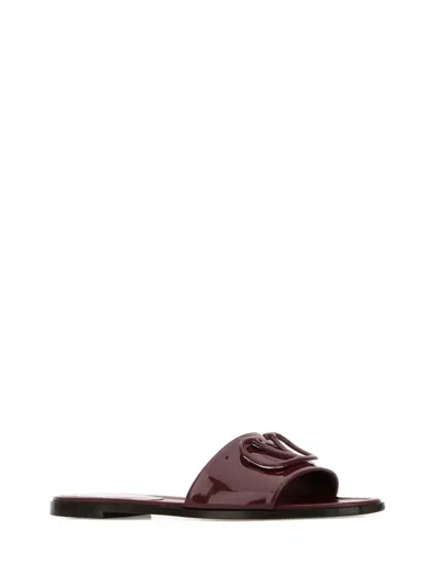 Valentino Maroon Leather Sandals In Blue