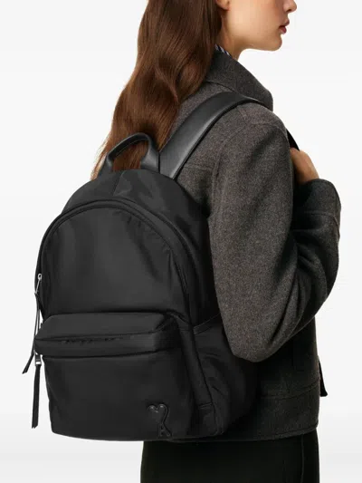 Ami Alexandre Mattiussi Ami Backpack Bag In Smooth Black Polyamide