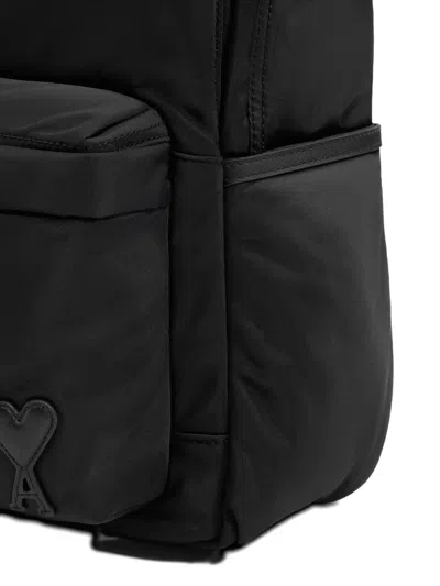 Ami Alexandre Mattiussi Ami Backpack Bag In Smooth Black Polyamide