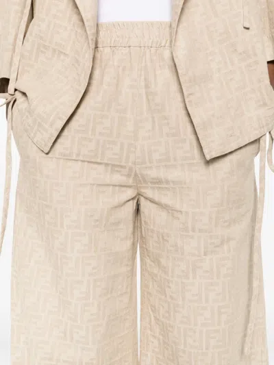 Fendi Ff-jacquard Elasticated-waist Trousers In Neutral