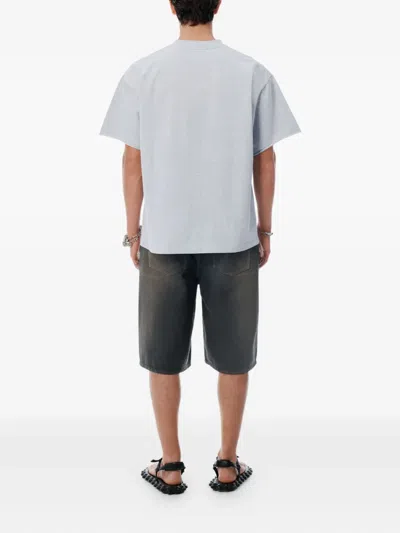 Alexander Wang Light Grey Cotton Boxy Logo T-shirt In Gray
