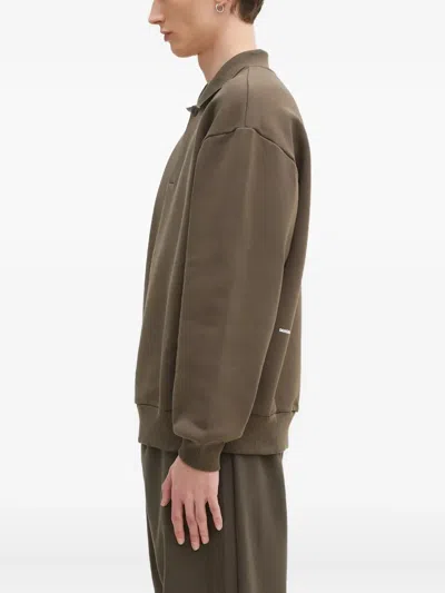 Pangaia Polo-collar Sweatshirt In Brown