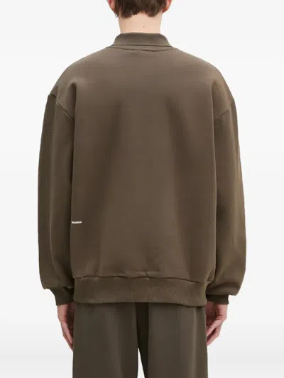 Pangaia Polo-collar Sweatshirt In Brown