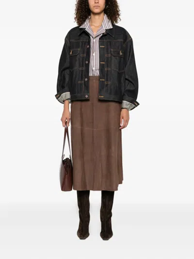 's Max Mara A-line Suede Midi Skirt