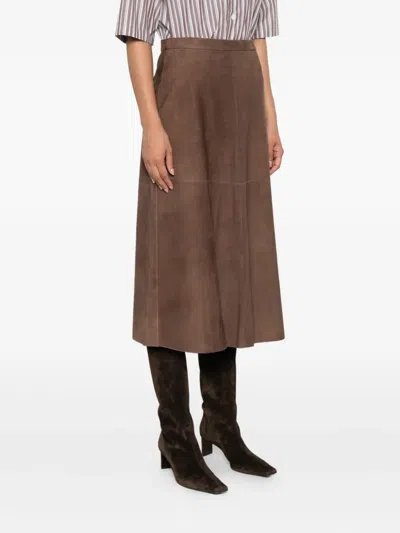 's Max Mara A-line Suede Midi Skirt