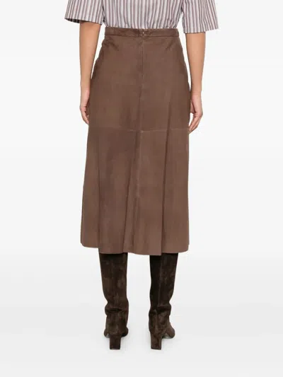 's Max Mara A-line Suede Midi Skirt