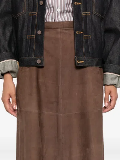's Max Mara A-line Suede Midi Skirt