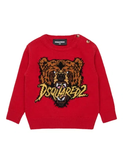 Dsquared2 Intarsia-knit Jumper In Red