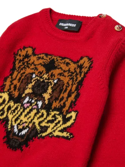 Dsquared2 Intarsia-knit Jumper In Red