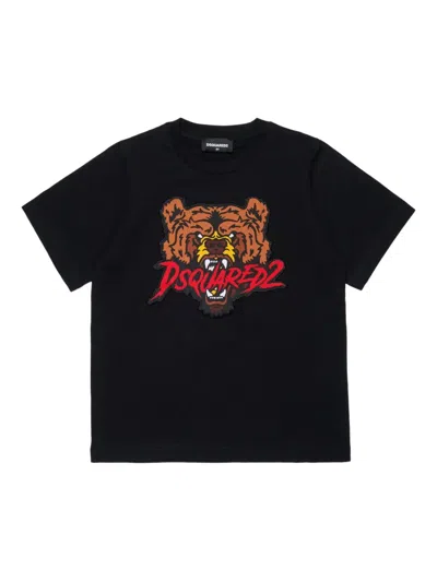 Dsquared2 Embroidered T-shirt In Black