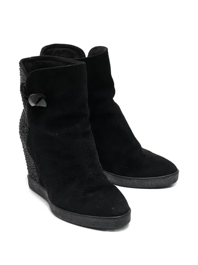 Pre-owned Le Silla  90mm Suede Wedge Boots