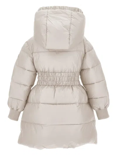 Monnalisa Hooded Puffer Coat In Nude