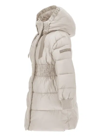 Monnalisa Hooded Puffer Coat In Nude