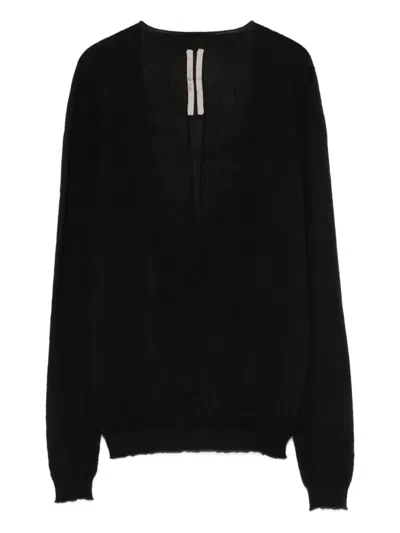 Rick Owens V-neck Sweater In Black