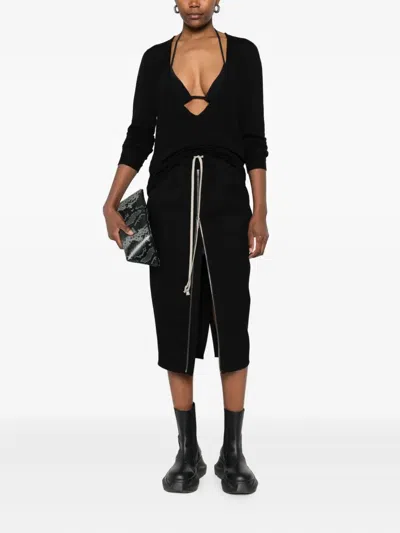 Rick Owens V-neck Sweater In Black