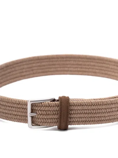 Anderson's Woven Belt With Suede Details In Brown