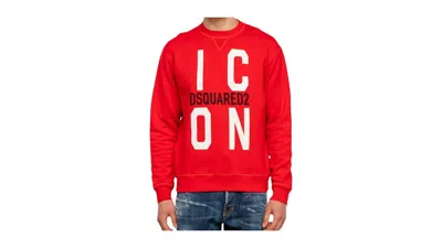 Pre-owned Dsquared2 Men's Dsqua2 Block Icon Logo Cool Fit Sweatshirt In Red