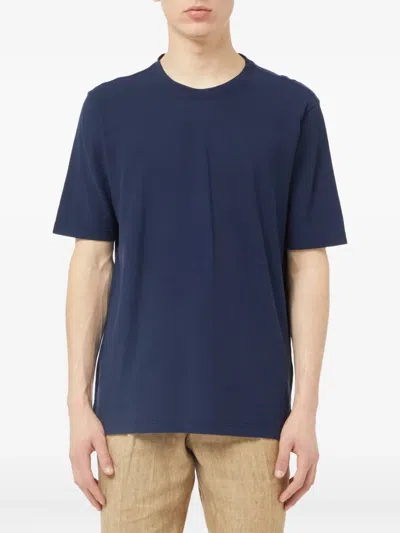 Gran Sasso Crew-neck Cotton T-shirt In Blue