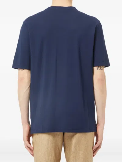 Gran Sasso Crew-neck Cotton T-shirt In Blue
