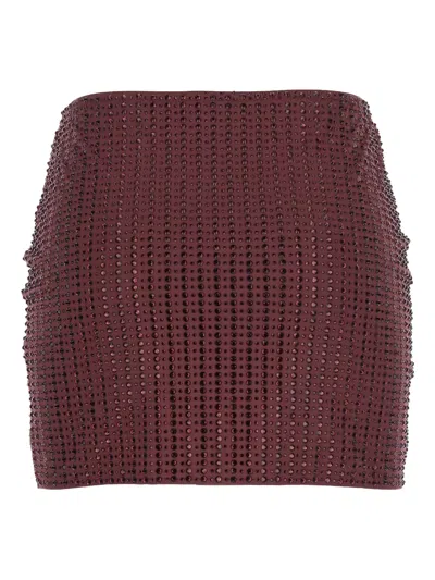 Venuja Rhinestone-embellished Mini Skirt In Burgundy