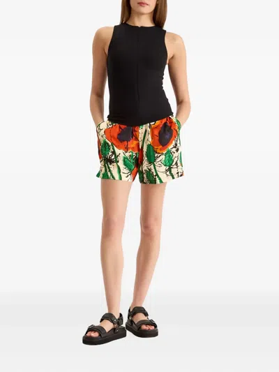 Wales Bonner Poppy-print Elasticated Shorts