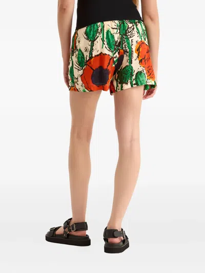 Wales Bonner Poppy-print Elasticated Shorts