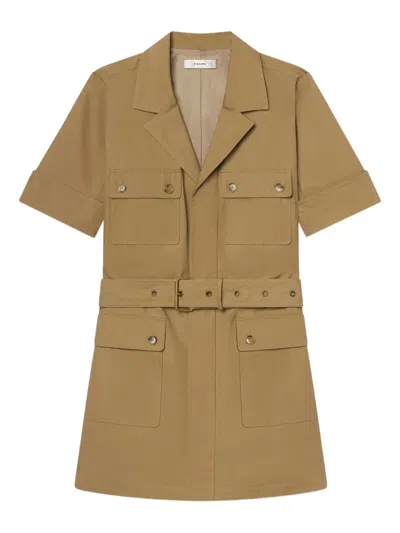 Frame Womens Khaki Tan Utility Patch-pocket Belted Cotton-blend Playsuit In Brown