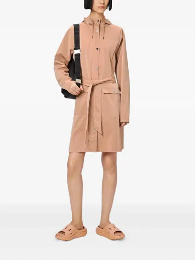 Rains Hooded Trench Coat In Brown
