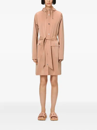 Rains Hooded Trench Coat In Brown