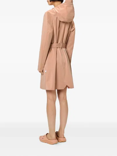 Rains Hooded Trench Coat In Brown